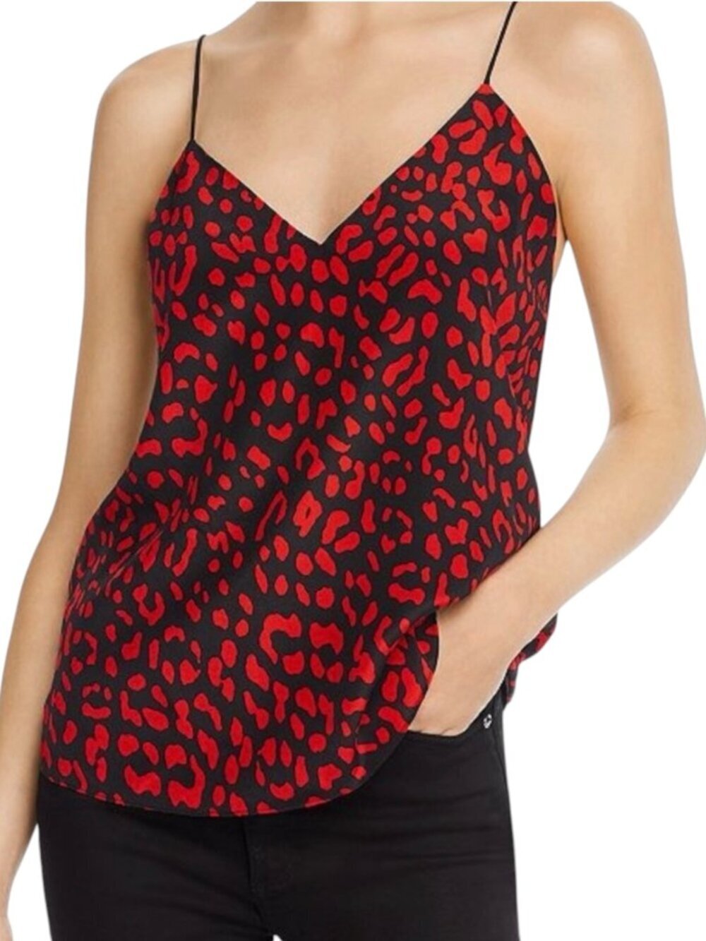 Alice Olivia Contessa 100% Silk Slip Cami Top Sz XS Leopard Print